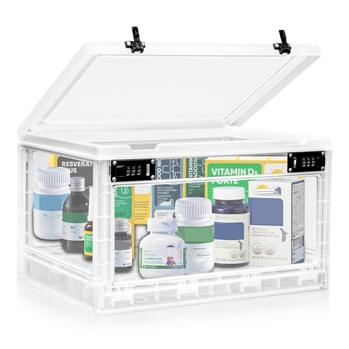 Large medicine lock box with - large,