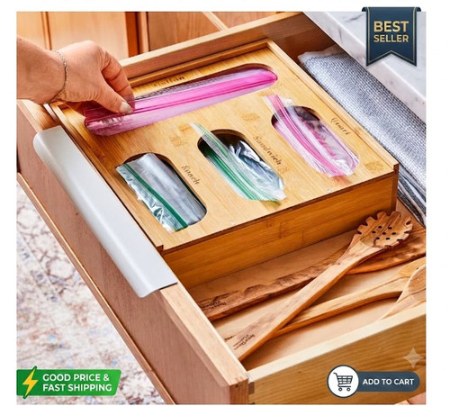 Bamboo plastic bag drawer - bag,