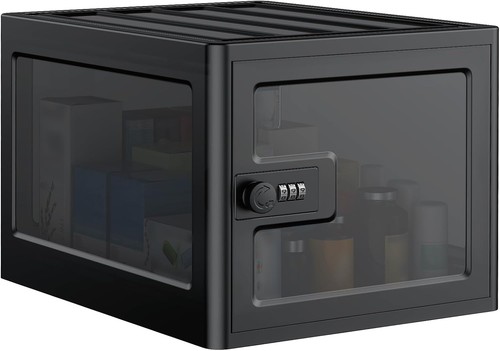 Black lockable medicine box - black,
